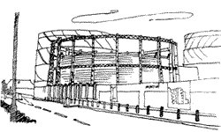 Line drawing of Gasholder No 7, Imperial Wharf