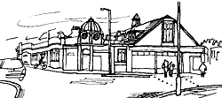 Line drawing of Temperance Billiard Hall