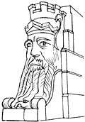 Line drawing of sculpture of Old Father Thames