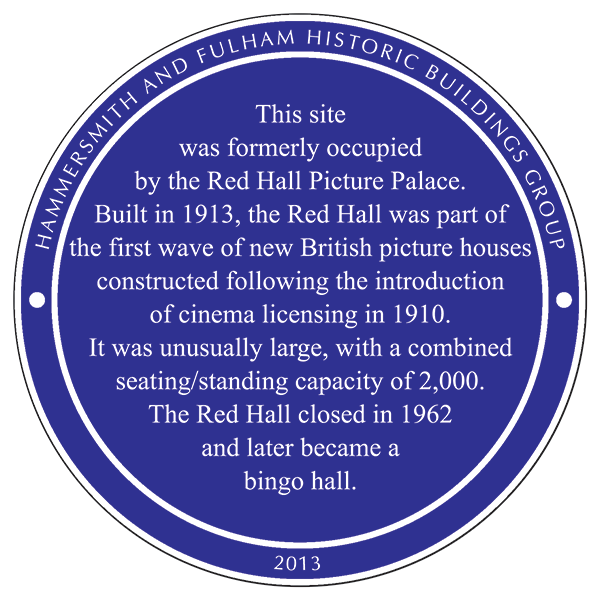 Red Hall Picture Palace plaque