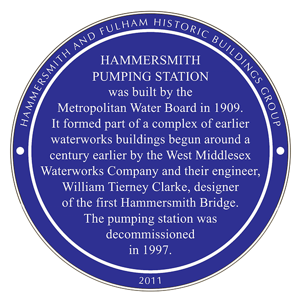 Hammersmith Pumping Station plaque