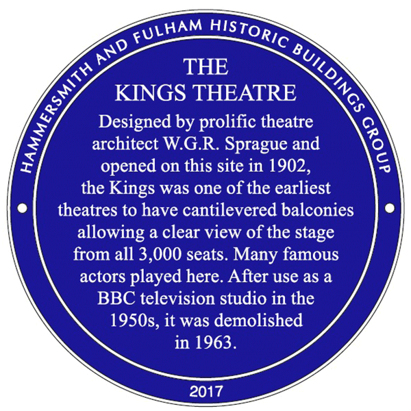 King's Theatre plaque