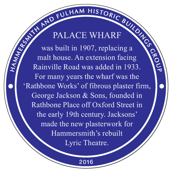 Palace Wharf plaque
