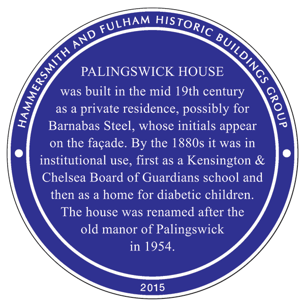 Palingswick House plaque