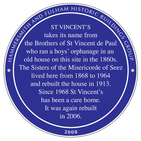 St Vincent's plaque